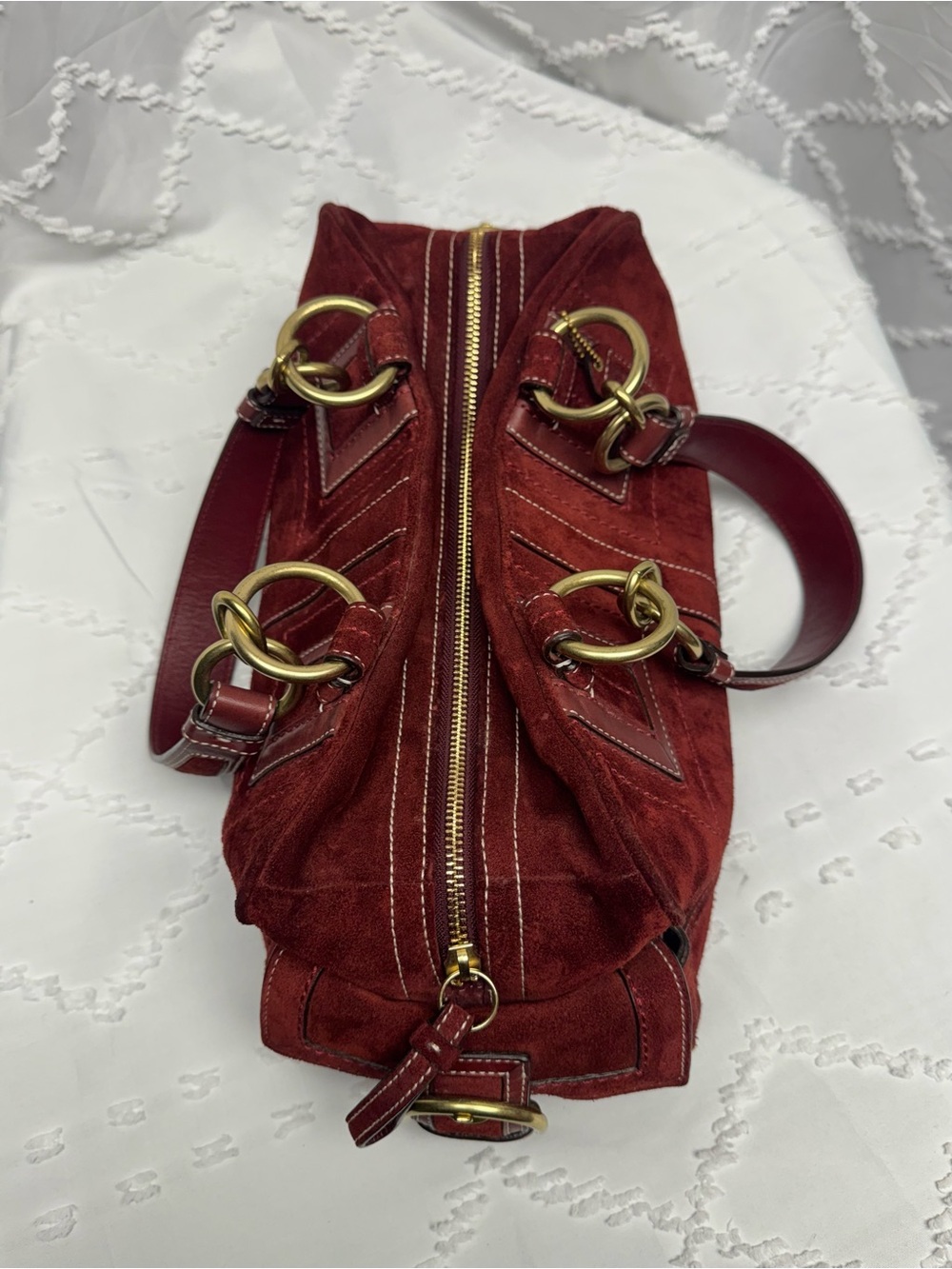 Vintage Y2K Coach Soho Mia Suede Satchel In Rich Burg… - Gem